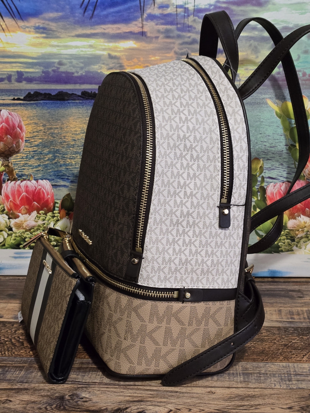 Michael Kors Rhea Colorblock Backpack with Wallet - Picture 3 of 8